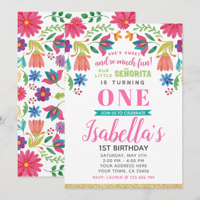 Invitation à l'anniversaire de Fiesta (Devant / Derrière)