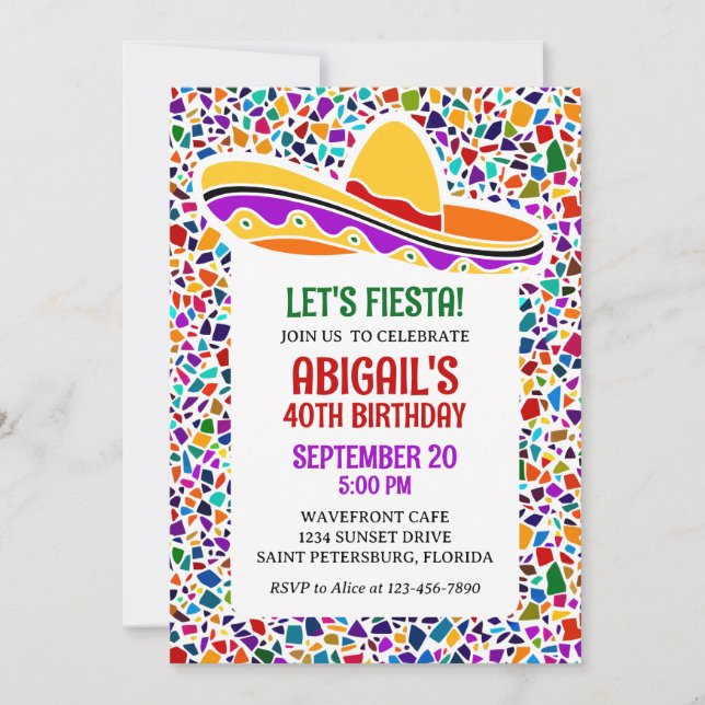 Invitation à l'anniversaire de Fiesta (Devant)