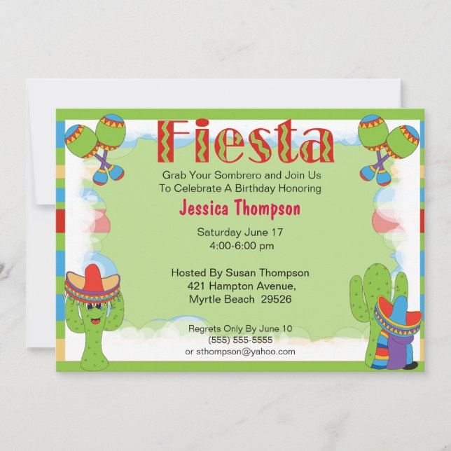 Invitation à l'anniversaire de Fiesta (Devant)