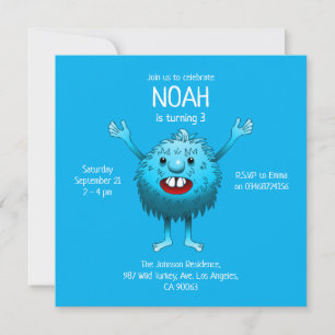 Invitation à l'anniversaire de Fluffy Cute Monster