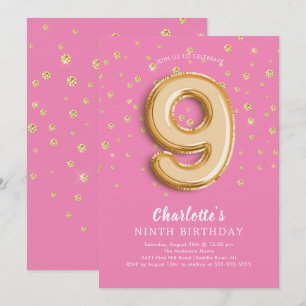 Invitation à l'anniversaire de Foil Balloon Floral