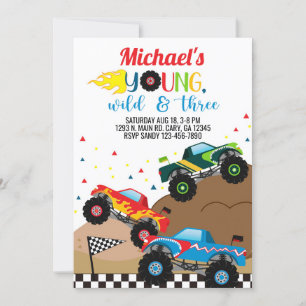 Invitation à l'anniversaire de garçon des camions 