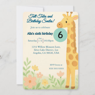 Invitation à l'anniversaire de Giraffe - Texte per