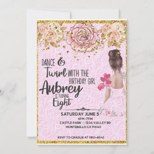 Invitation à l'anniversaire de Girl Ballerina