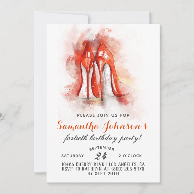 Invitation à l'anniversaire de Glam de High Heels (Devant)