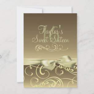 Invitation à l'anniversaire de Gold Swirl & Bow
