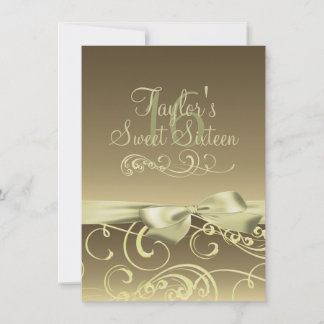 Invitation à l'anniversaire de Gold Swirl & Bow