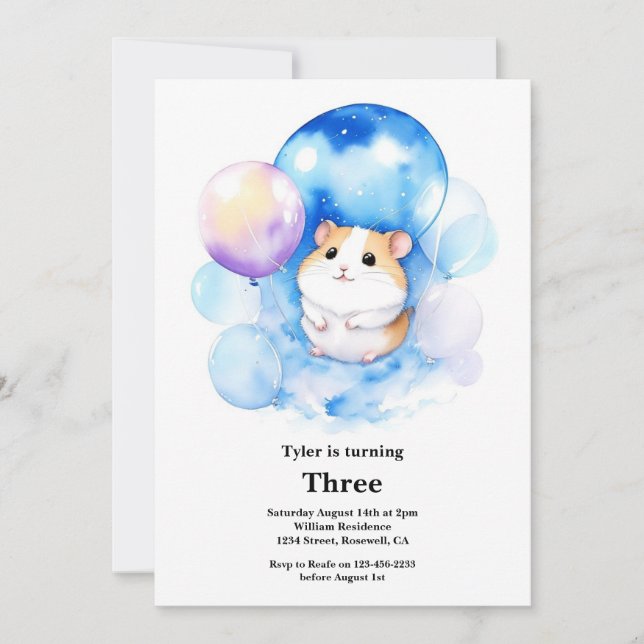 Invitation à l'anniversaire de Hamster (Devant)