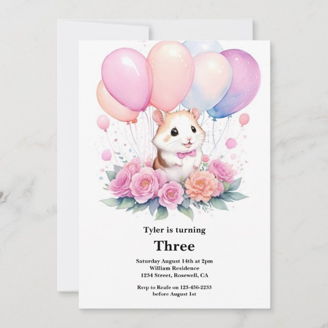 Invitation à l'anniversaire de Hamster (Devant)