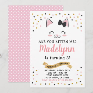 Invitation à l'anniversaire de Kitty Cat