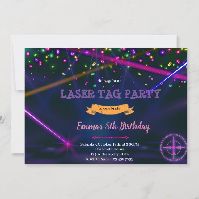 Invitation à l'anniversaire de la balise laser fil (Devant)