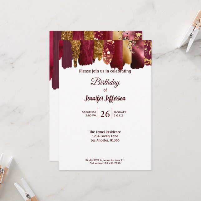 Invitation à l'anniversaire de la Bourgogne d'or m (Devant/Arrière en situation)