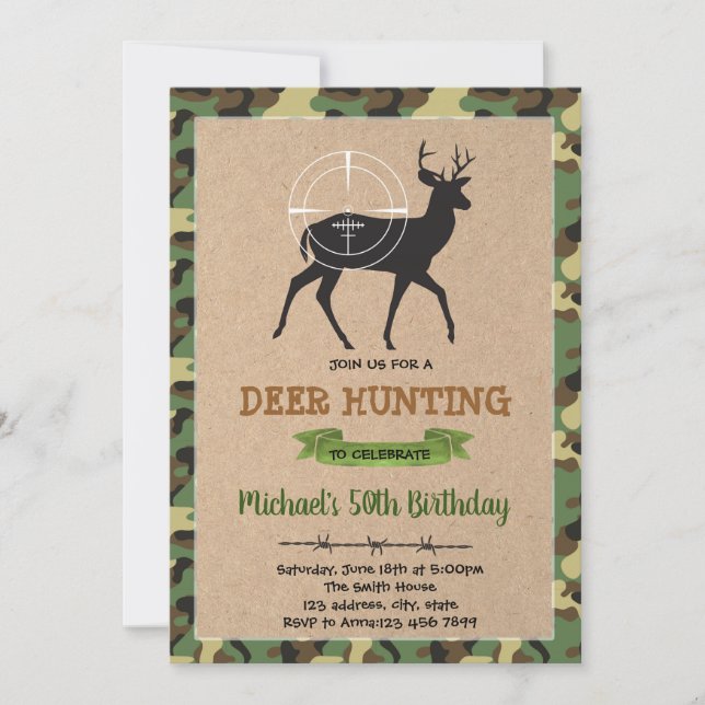 Invitation à l'anniversaire de la chasse au cerf (Devant)