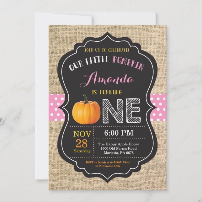 Invitation à l'anniversaire de la Citrouille fille (Devant)