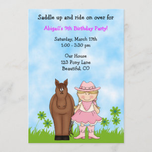 Invitation à l'anniversaire de la cow-girl et du c