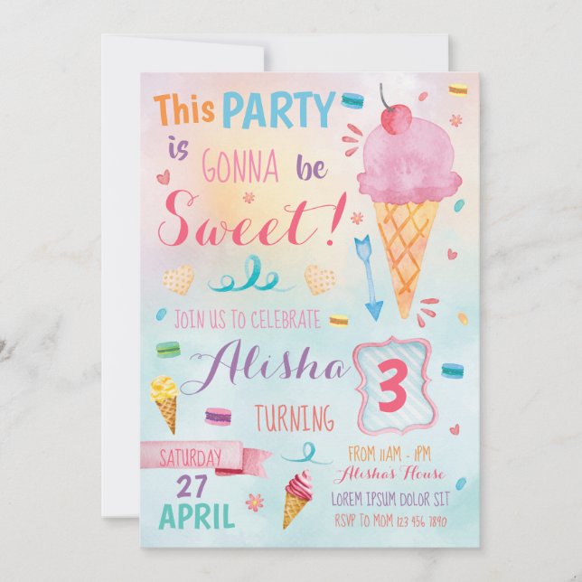 Invitation à l'anniversaire de la Crème de glace (Devant)