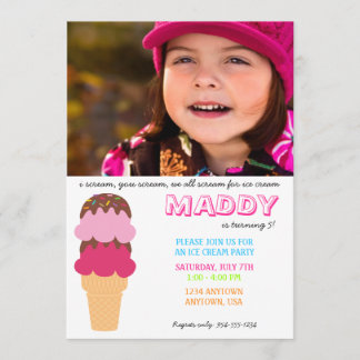 Invitation à l'anniversaire de la Crème de glace a