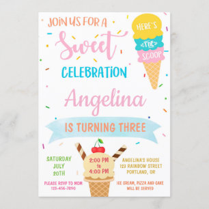 Invitation à l'anniversaire de la crème glacée inv