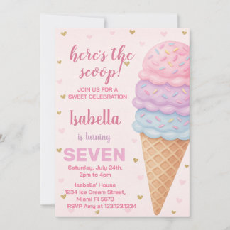 Invitation à l'anniversaire de la crème glacée mod
