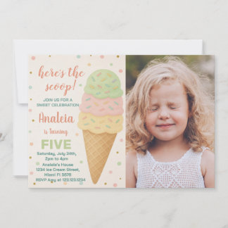 Invitation à l'anniversaire de la crème glacée mod