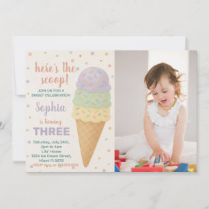 Invitation à l'anniversaire de la crème glacée mod
