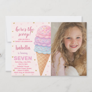 Invitation à l'anniversaire de la crème glacée mod