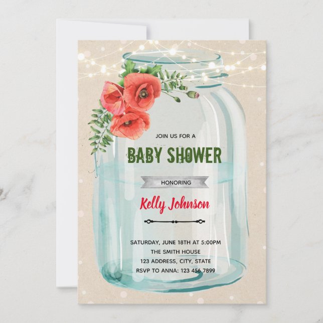 Invitation à l'anniversaire de la douche à fleur d (Devant)