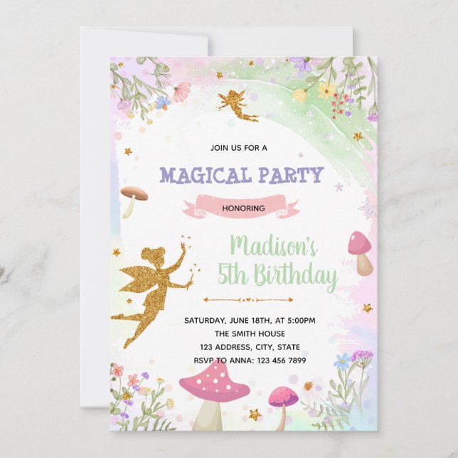Invitation à l'anniversaire de la fée Pastel (Devant)