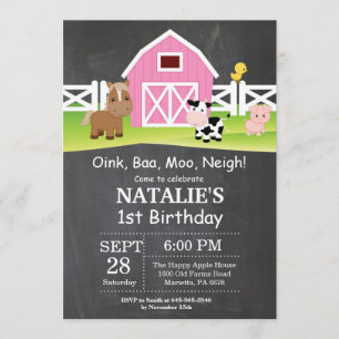 Invitation à l'anniversaire de la ferme Chalkboard