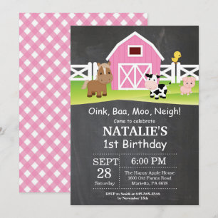 Invitation à l'anniversaire de la ferme Chalkboard