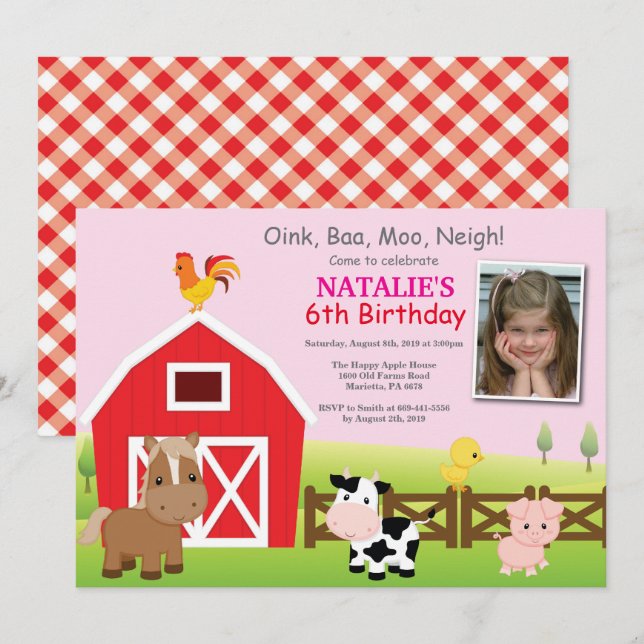 Invitation à l'anniversaire de la ferme Country Ba (Devant / Derrière)