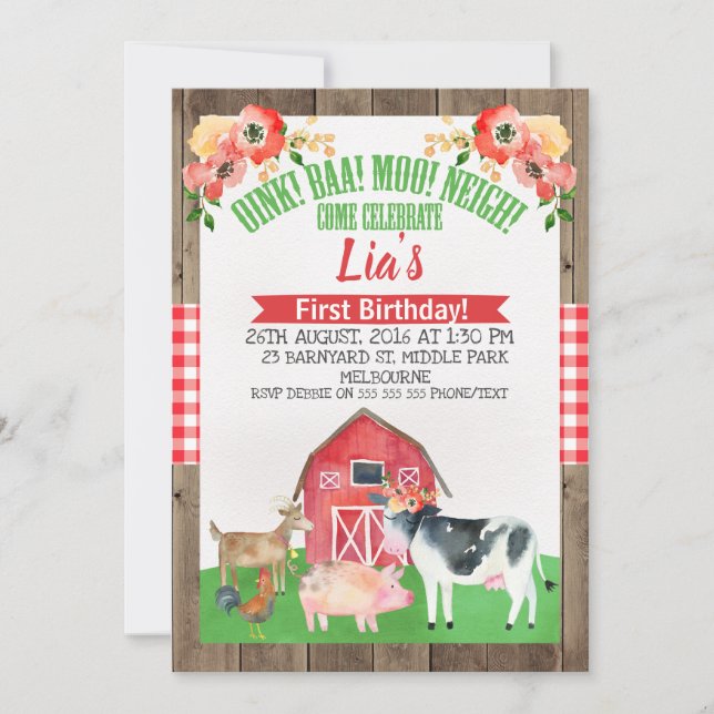 Invitation à l'anniversaire de la ferme de baryton (Devant)