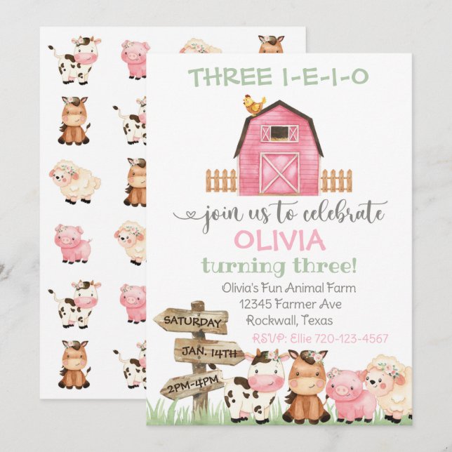 Invitation à l'anniversaire de la ferme, Invitatio (Devant / Derrière)