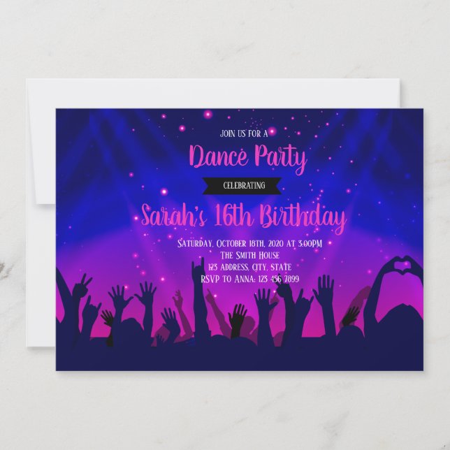 Invitation à l'anniversaire de la fête dansante (Devant)