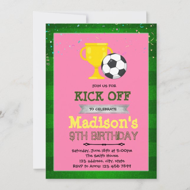 Invitation à l'anniversaire de la fête de football (Devant)