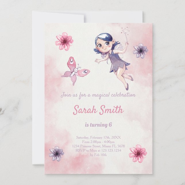 Invitation à l'anniversaire de la fête rose (Devant)