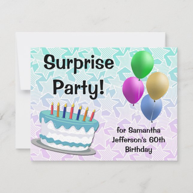 Invitation à l'anniversaire de la fête surprise, 6 (Devant)