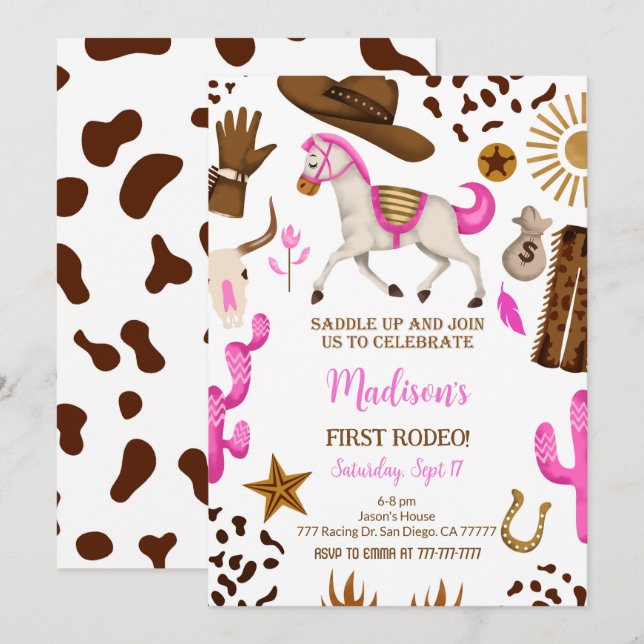 Invitation à l'anniversaire de la fille (Devant / Derrière)