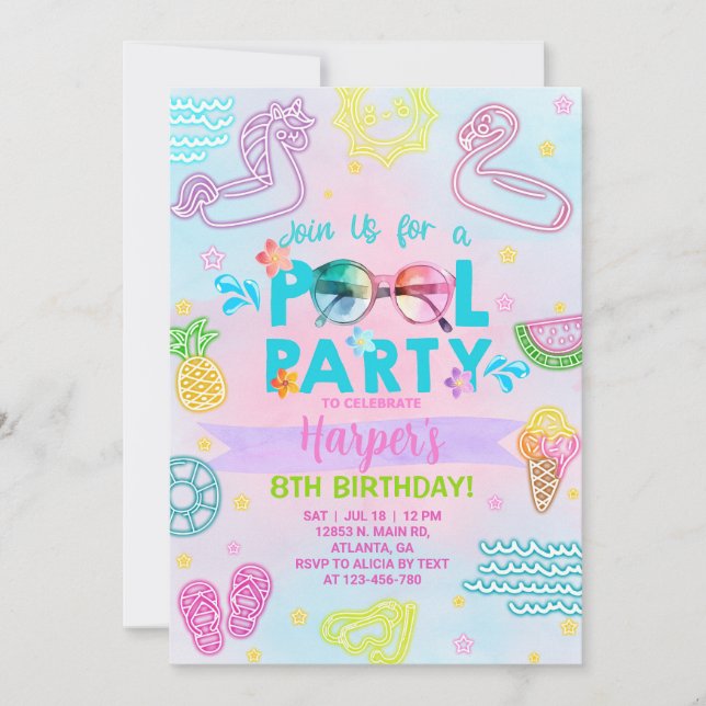 Invitation à l'anniversaire de la fille de la pisc (Devant)
