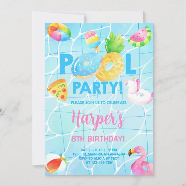 Invitation à l'anniversaire de la fille de la pisc (Devant)