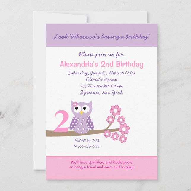 Invitation à l'anniversaire de la fille du Chouett (Devant)