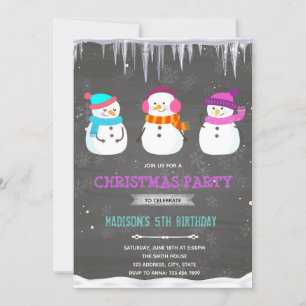 Invitation à l'anniversaire de la fille snowman