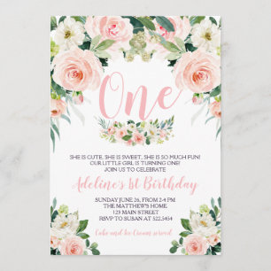 Invitation à l'anniversaire de la fleur rose