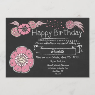 Invitation à l'anniversaire de la florale rose