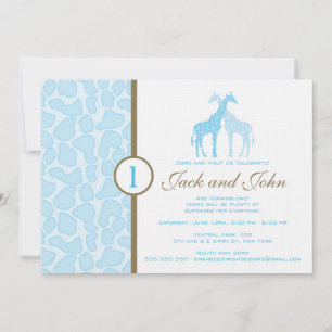 Invitation à l'anniversaire de la Girafe - Jumeaux