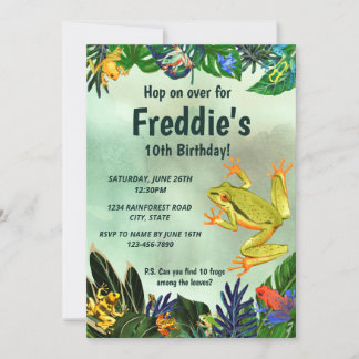 Invitation à l'anniversaire de la grenouille à arb