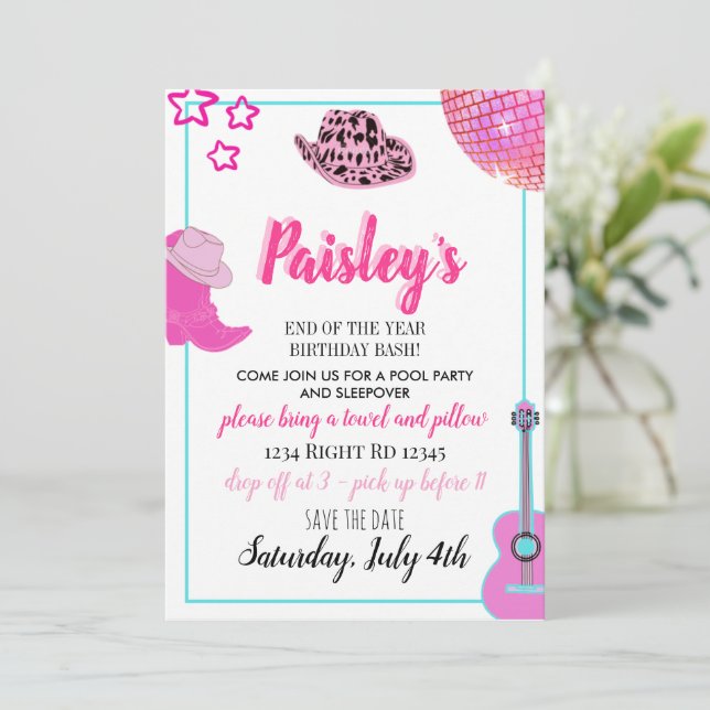 Invitation à l'anniversaire de la jeune fille rose (Debout devant)