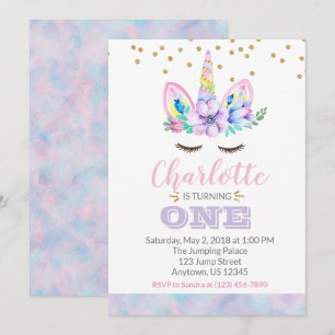 Invitation à l'anniversaire de la licorne - Aquare