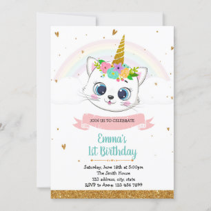 Invitation à l'anniversaire de la licorne de chat