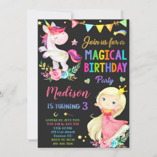 Invitation à l'anniversaire de la licorne et de la
